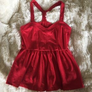 VS True Red Corset Peplum Top